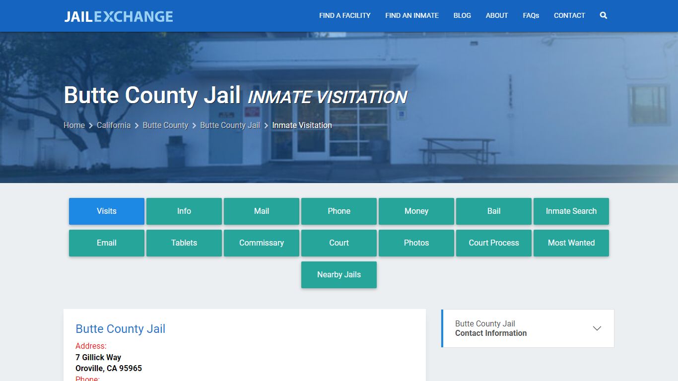 Inmate Visitation - Butte County Jail, CA - Jail Exchange