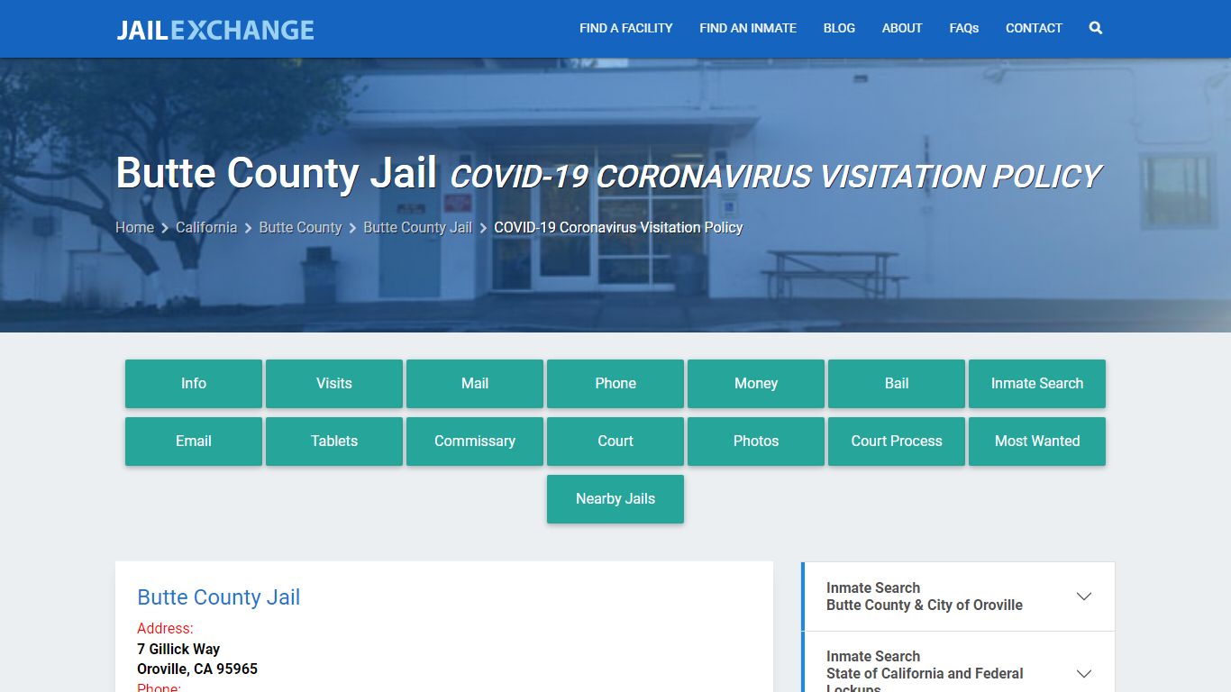 Butte County Jail COVID-19 Coronavirus Visitation Policy - Jail Exchange